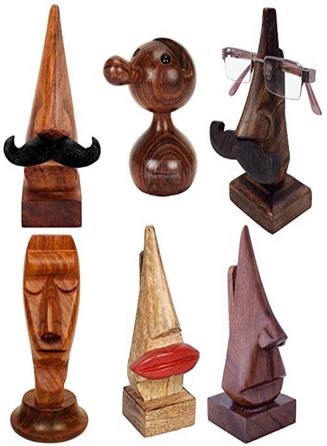 Craftland Wooden Nose Spectacle Stand (Brown, 5 Inches x 5 Inches x 9 Inches) - Image 2